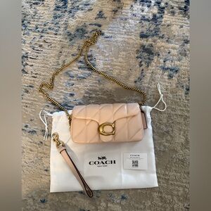 Coach Blush Tabby Quilted Wristlet Crossbody Bag with Gold Chain